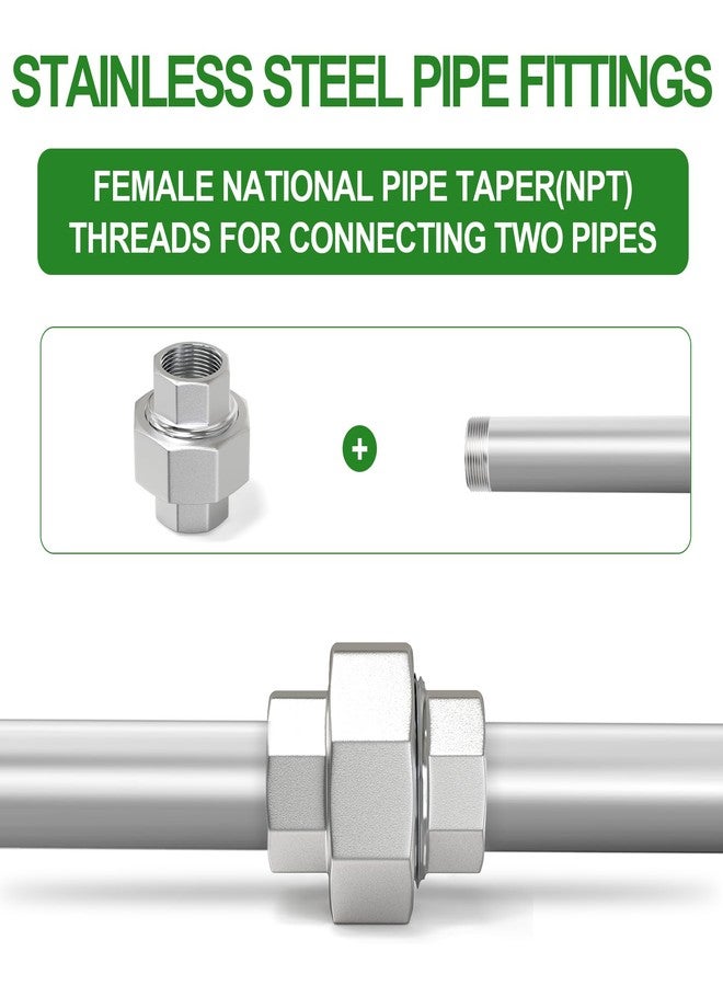 TAISHER 2PCS 304 Stainless Steel Union，1/4" NPT Female Cast Pipe Fitting - Image 5